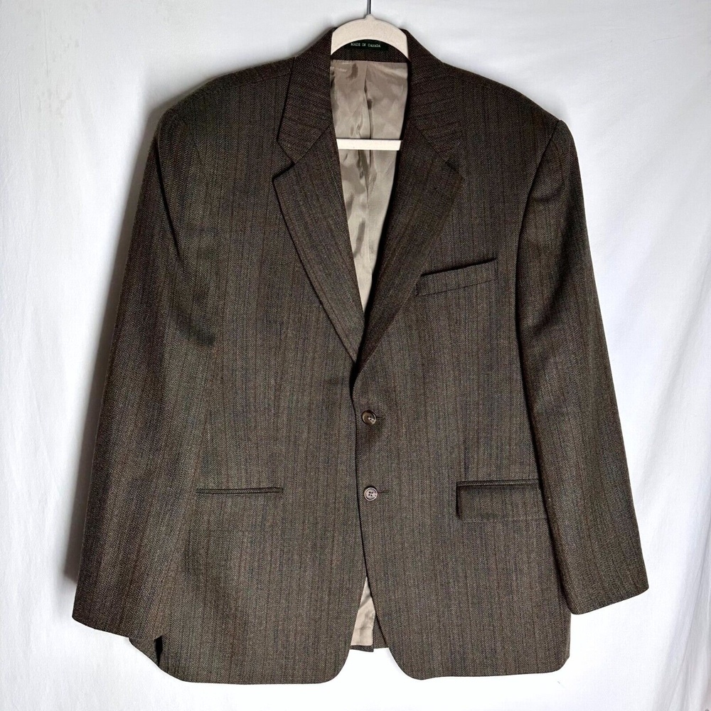 Ralph Lauren Mens Pure Wool Blazer Suit Jacket Brown Herringbone Coat 44R